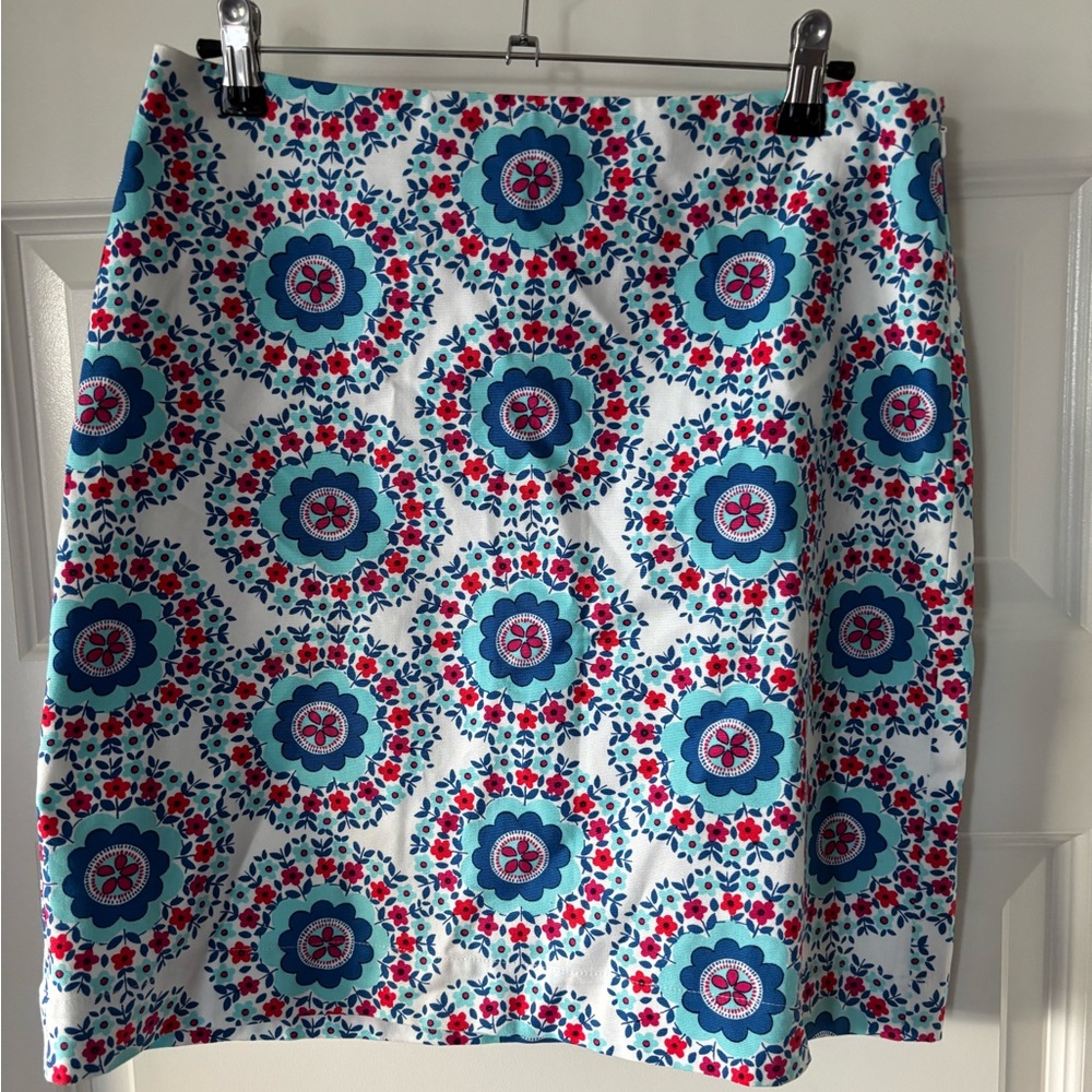 Talbots Vibrant Floral Pencil Skirt - Blue and Red